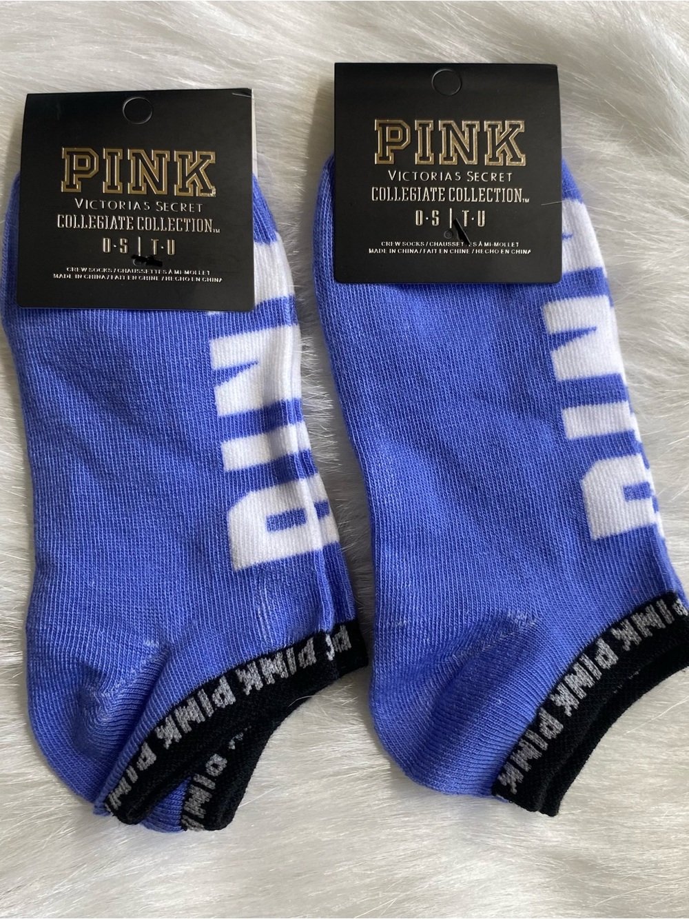 PINK Victoria's Secret purple & White Low-Cut Athletic Socks